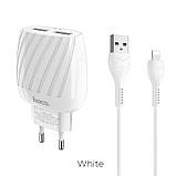 Зарядний адаптер із кабелем HOCO Lightning Cable Max energy C78A 2 порти білий комплект, фото 3