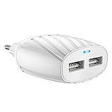 Зарядний адаптер із кабелем HOCO Lightning Cable Max energy C78A 2 порти білий комплект, фото 5