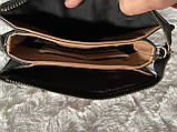 Жіночий клатч — чорний із коричневим три відділення 20 см х 17 см, фото 5