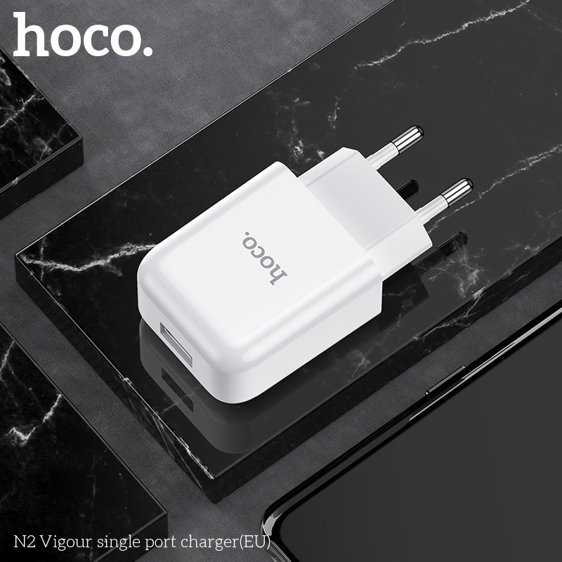 Блок живлення - Адаптер мережевий HOCO Vigour N2 1USB білий, фото 1