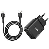 Адаптер сетевой HOCO Lightning cable Speedy dual port set N7 набор с кабелем черный