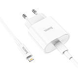 Адаптер Сетевой HOCO Type-C to Lightning Cable Metro single port charger set C94A |1Type-C, 20W/3A, PD/QC|, фото 2