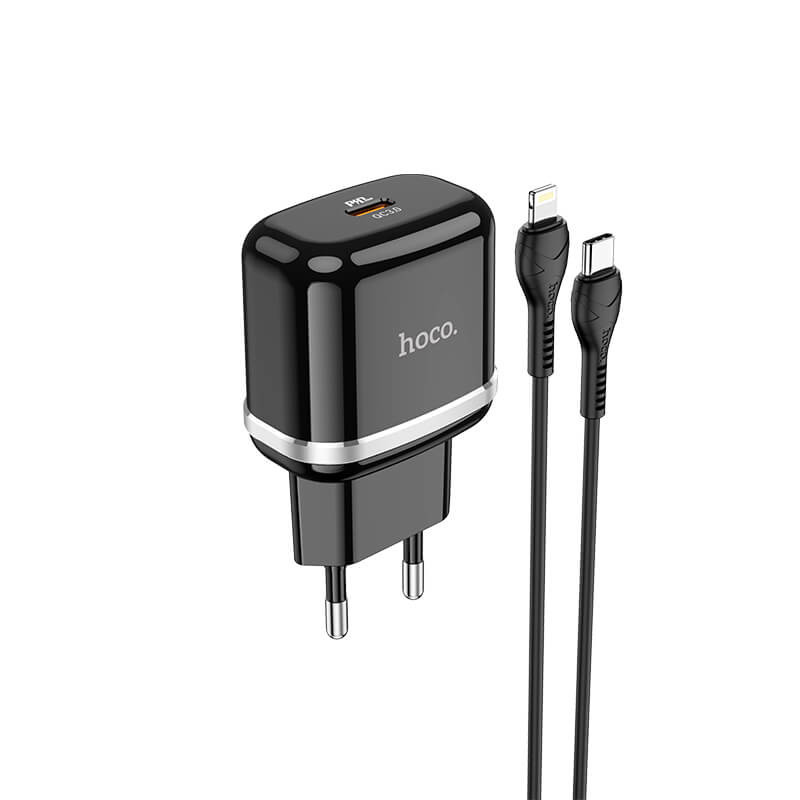 Адаптер Сетевой HOCO Type-C to Lightning Cable Victorious single port charger set N24 |1Type-C, 20W/3A, PD/QC|, фото 1