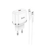 Адаптер Сетевой HOCO Type-C to Lightning Cable Victorious single port charger set N24 |1Type-C, 20W/3A, PD/QC|, фото 3