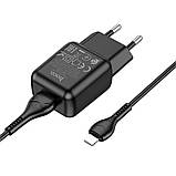 Адаптер мережевий HOCO Lightning cable single port charger set C96A чорний, фото 6