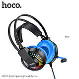 Навушники ігрові з підсвіткою HOCO W105 LED Joyful Gaming Headphones чорно-сині, фото 4