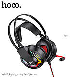 Навушники ігрові з підсвіткою HOCO W105 LED Joyful Gaming Headphones чорно-червоні, фото 3