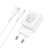 Набір блок і кабель HOCO N25 Maker + Lightning Cable dual port 2USB 2.1A білий, фото 3