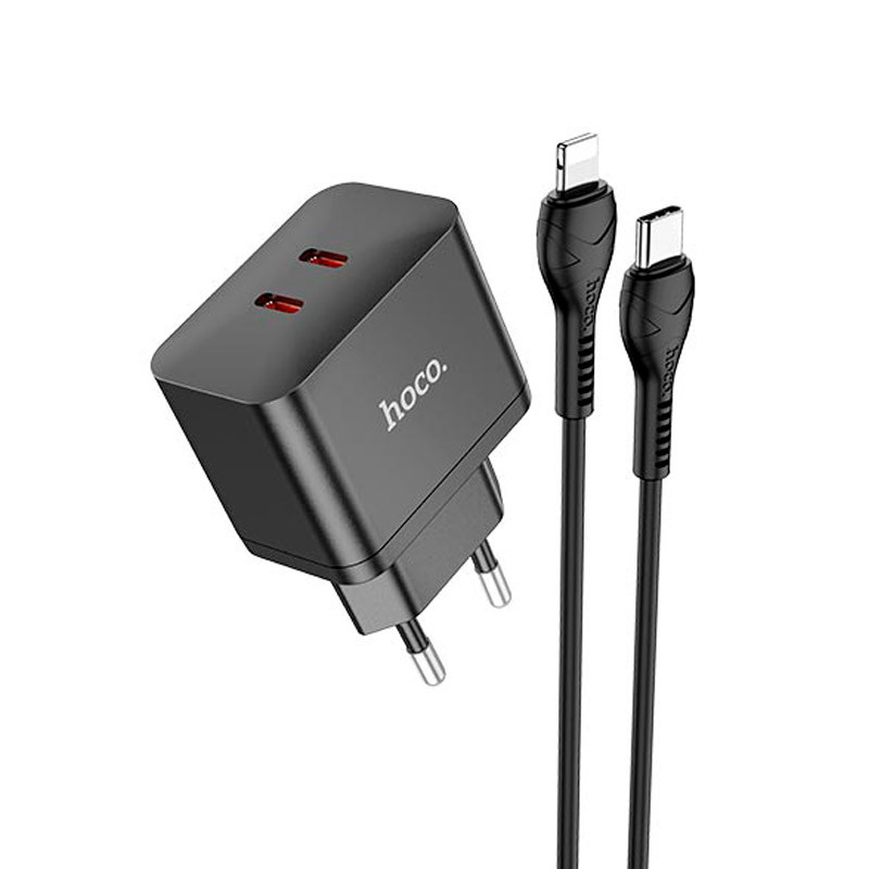 Адаптер мережевий HOCO Type-C to Lightning Cable Triumph charger set N29 35 W чорний, фото 1