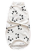 Пеленка кокон для новорожденных на липучке молочная байковая "Панды" №18 0-6 мес. Евро пеленка для малыша