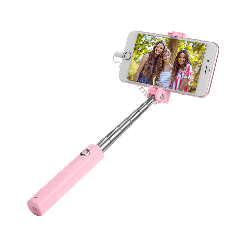 Селфі-монопод — тримач HOCO Starry mini K8 Lightning рожевий