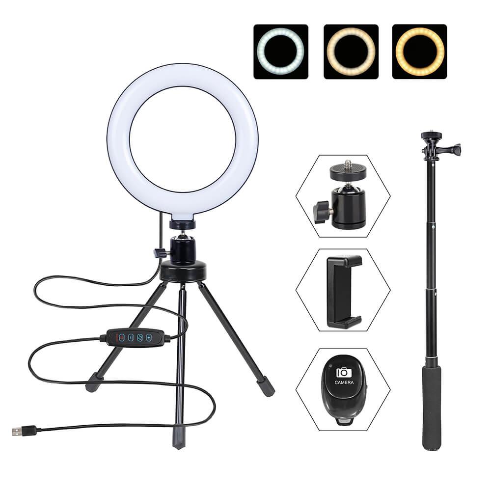 Тримач з кільцевим освітленням Bluetooth 6" MY100 (Kit3) 12cm Stand + 83cm Selfie Stick
