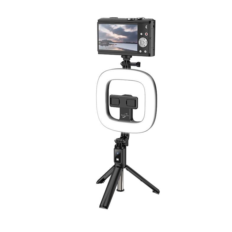 Тримач із кільцевим освітленням HOCO Showfull fill light live broadcast holder LV03 Plus <unk> BT4.1, 0.95m, LED
