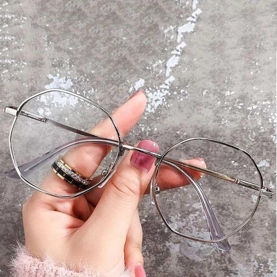 Очки имиджевые Круглые прозрачные Серебряная оправа для стиля (ID ...