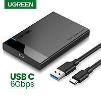 Внешний корпус для жесткого диска Ugreen (HDD/SSD карман) SATA 2.5" Type C к USB 3.1 (Черный)