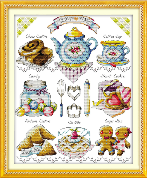Набір для вишивання за нанесеною на канву схемою "Tea cake". AIDA 14CT printed 36*44 см