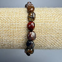 Браслет Петерсит натуральний камінь галтівка d-8х10мм+- L-18см+- (стрейч) купити біжутерію дешево оптом в інтернеті