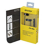 Навушники AWEI ES-12hi металевий корпус дротові чорні, фото 2