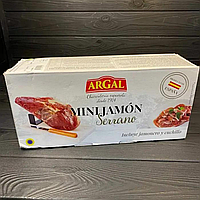 Хамон міні Argal Mini Jamon Serrano з підставкою та ножем 1кг Іспанія Оригінал Сиров'ялена свинина lux