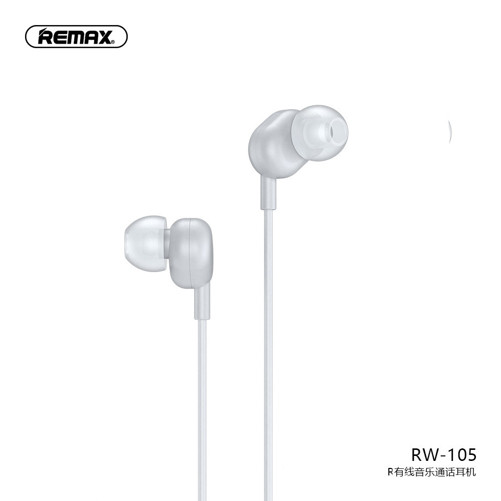 Навушники REMAX with mic Wired Earphone RW-105 HD Mic білі, фото 1