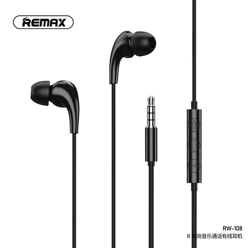 Навушники REMAX Music Call Wired RW-108 дротові з мікрофоном чорні, фото 1
