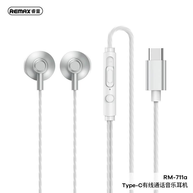 Навушники REMAX TYPE-C Wired Earphone for Music & Call RM-711a білі, фото 1