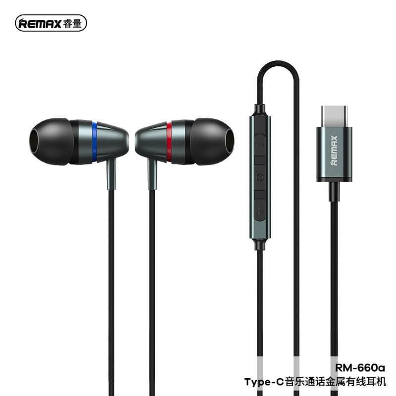 Навушники REMAX Type-C Metal Wired Earphone for Music & Call RM-660a, фото 1