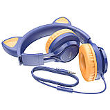 Навушники HOCO Cat ear headphones with mic W36 синьо-жовтогарячі, фото 8