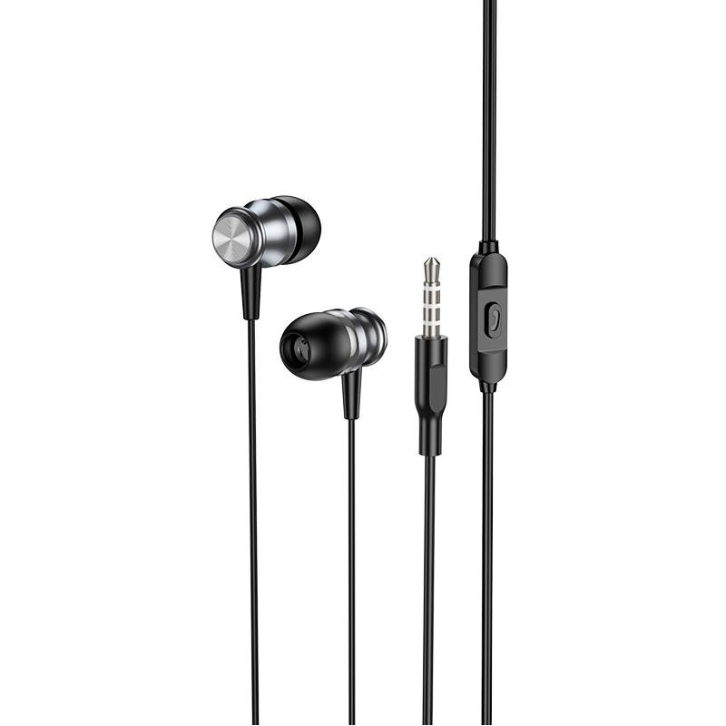 Навушники BOROFONE Platinum metal universal earphones with microphone BM75 1.2m Hi-Fi чорні, фото 1