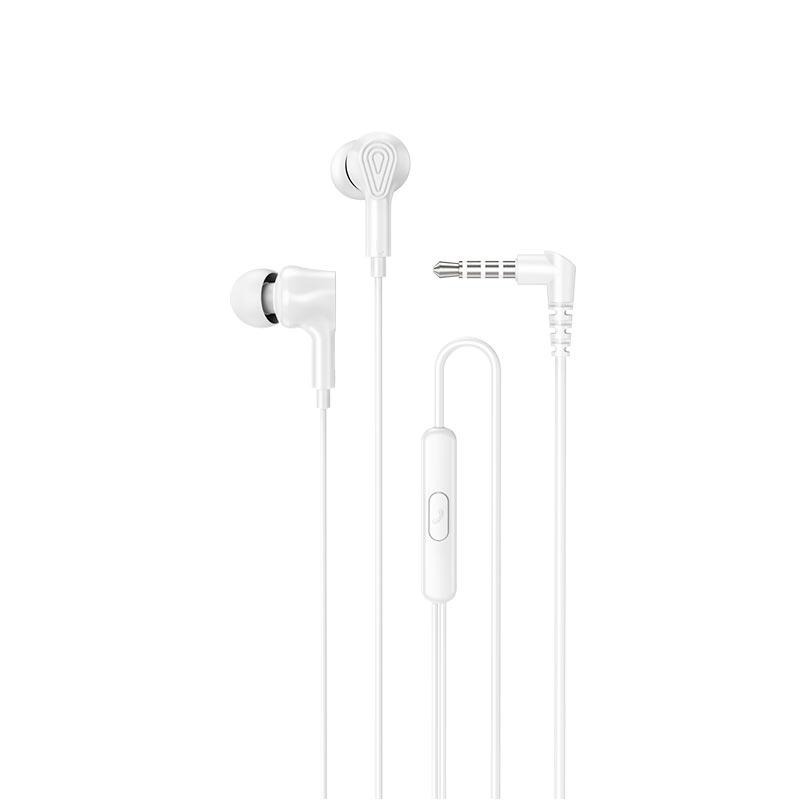 Навушники HOCO Ingenious universal earphones with microphone M102 90 градусів штекер білі