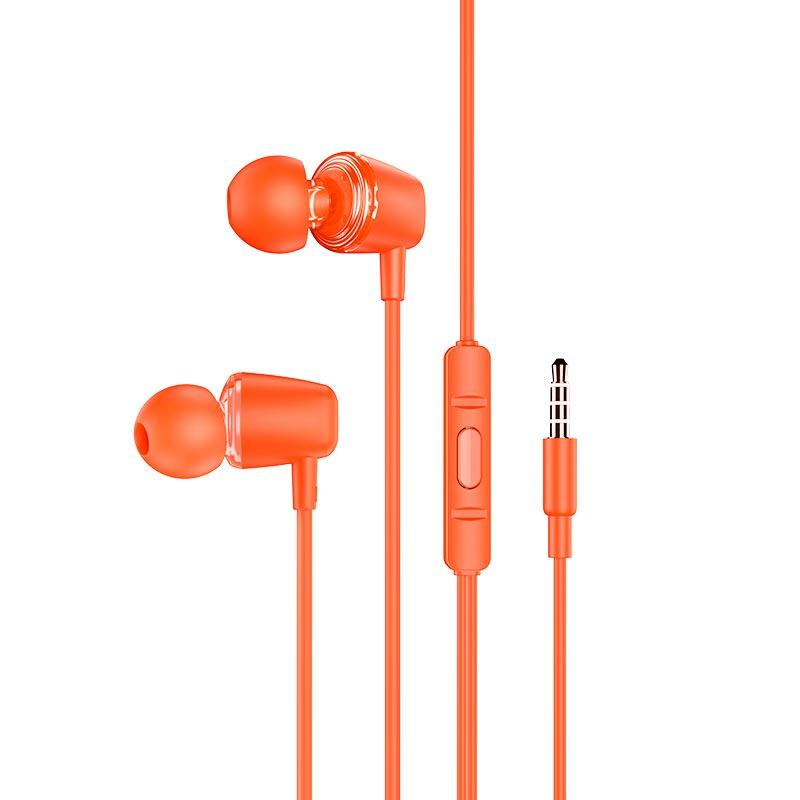 Навушники HOCO M107 Discoverer universal earphones with mic жовтогарячі, фото 1