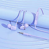 Навушники з мікрофоном вставні HOCO M107 Discoverer universal earphones фіолетові, фото 2