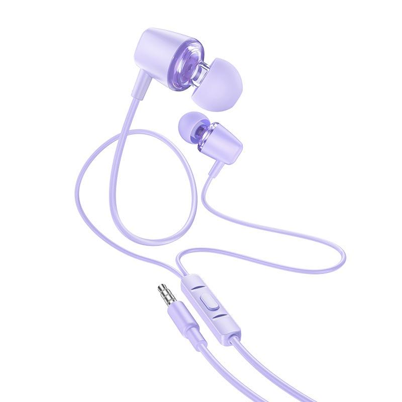 Навушники з мікрофоном вставні HOCO M107 Discoverer universal earphones фіолетові, фото 1