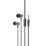 Навушники металеві HOCO M108 Spring metal universal earphones with mic чорні, фото 2