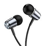 Навушники металеві HOCO M108 Spring metal universal earphones with mic чорні, фото 5