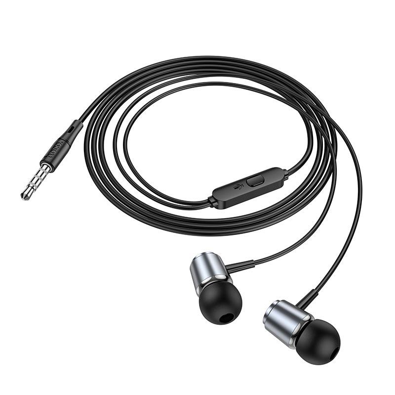 Навушники металеві HOCO M108 Spring metal universal earphones with mic чорні, фото 1