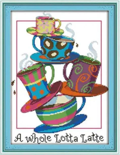Набір для вишивання за нанесеною на канву схемою "Five cup". AIDA 14CT printed 32*42 см