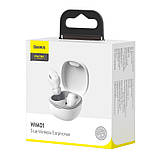 Навушники бездротові — гарнітура BLUETOOTH 5.0 BASEUS Encok True Wireless Earphones WM01 білі, фото 8