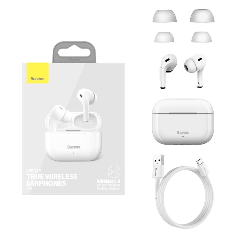 Наушники Bluetooth BASEUS Encok True Wireless Earphones W3 (NGW3-02) white