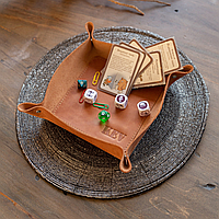 Кожаная тарелка-подложка для табака Тарелка для карманных мелочей и монет Ключница 25х25 см Crazy Horse lux