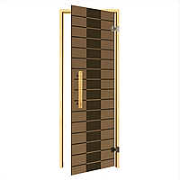 Дверь для бани и сауны с рисунком "Plaza RS 1900 x 700" New model 2024