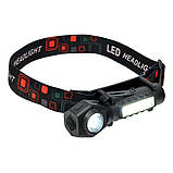 Ліхтарик налобний LED RL-211 Type-C, XPE LED+COB, Magnetic fix torch, фото 5
