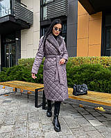 Зимнее женское пальто стеганое из плащевки на синтепоне выбор цвета | Женское пальто зима модное и стильное Индиго, 40