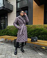 Зимнее женское пальто стеганое из плащевки на синтепоне выбор цвета | Женское пальто зима модное и стильное Индиго, 44