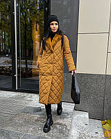Зимнее женское пальто стеганое из плащевки на синтепоне выбор цвета | Женское пальто зима модное и стильное Карамель, 46