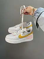 Кроссовки NIKE Air Force Shadow Light Grey / Yellow