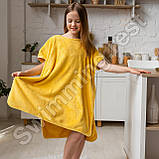 Кутник рушник халат пончо для дітей з капюшоном мікрофібра супер якість Качечка Жовтий, фото 3