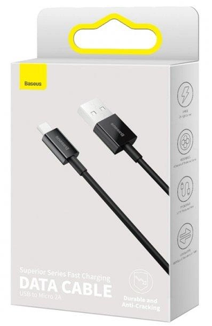 Micro USB Кабель для зарядки телефона смартфона 2м Baseus Superior Fast Charging 2A black, фото 3
