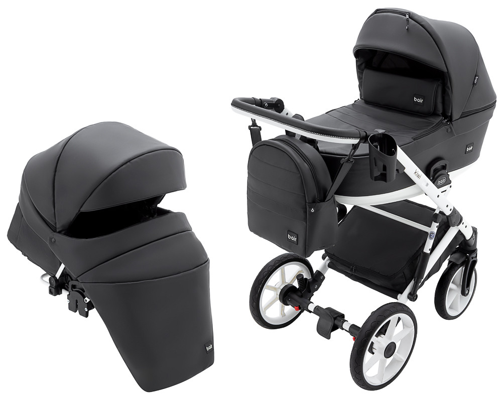 Коляска 2 в 1 Bair Kiwi White ECO BKW-29 чорний, фото 1