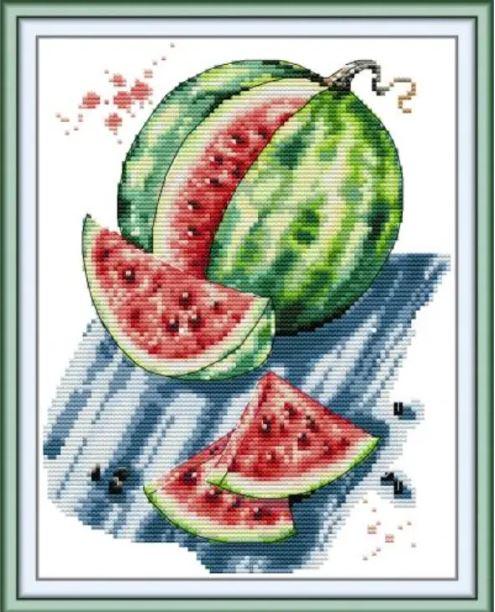 Набір для вишивання за нанесеною на канву схемою "Wotermelon". AIDA 14CT printed, 22*30 см